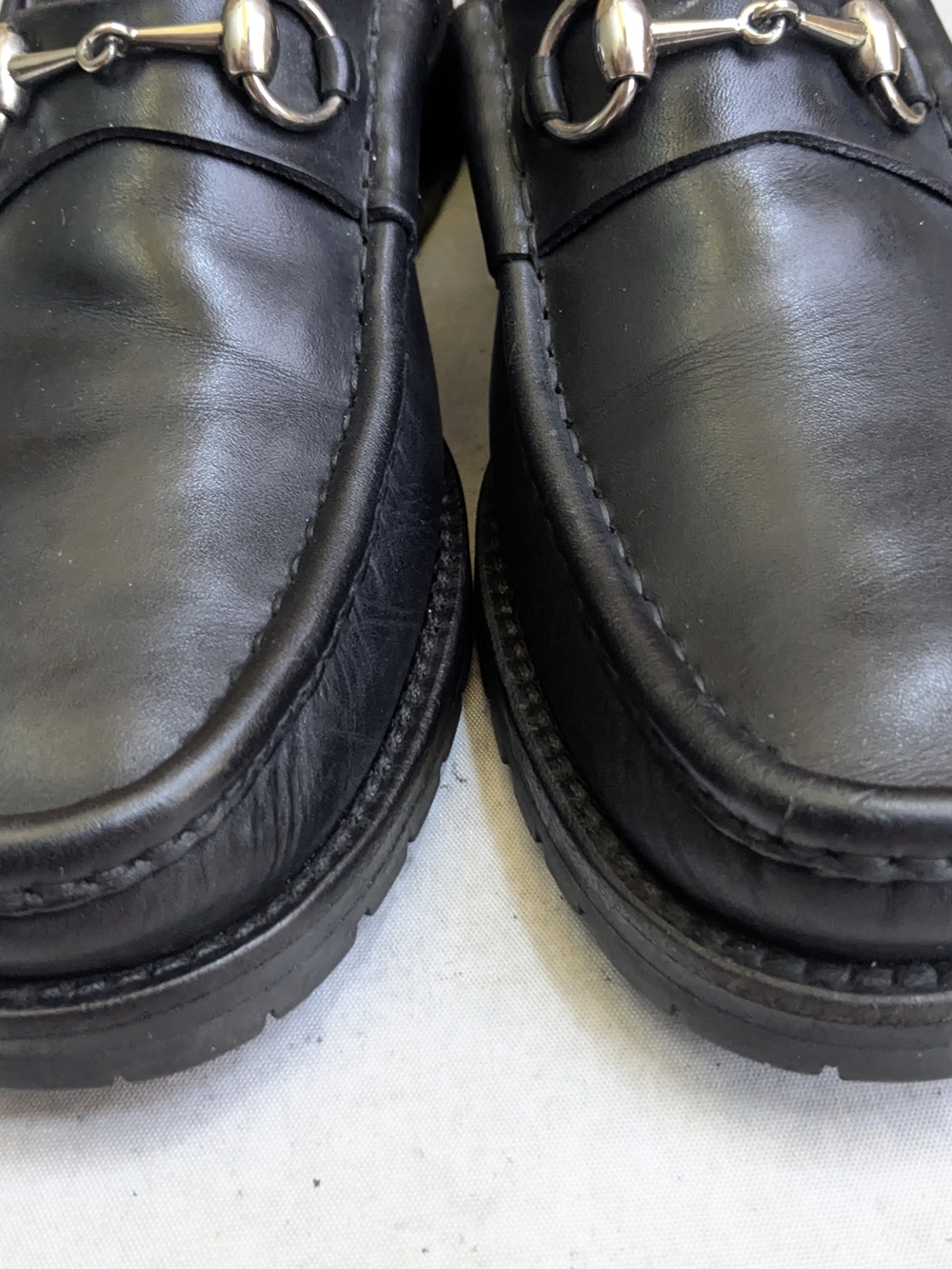 Gucci Black Leather Loafers with Silver Horsebit Black US 10.5 Men - Picture 4 of 16